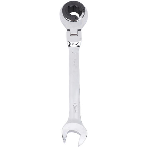 Clé à tube 13mm Double Fonction Extrémité Ouverte + Flexible avec Ratchet 72 Dents et tête ajustable 180°, matériau CrV steel pour lignes de frein, fuel et climatisation - 190mm