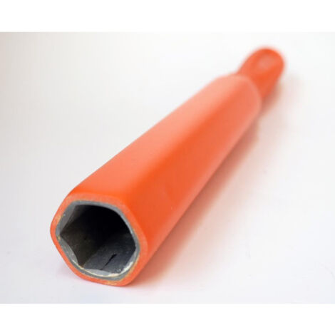 Clé à tube 6 Pans 21x180mm femelle isolée 1000V emmanché orange acier traité DERANCOURT