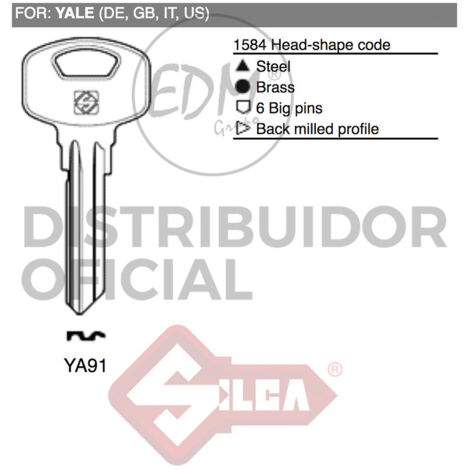 CLÉ ACIER YA91 YALE