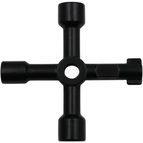 Clé carrée 1 pièce, clé Multifonction 4 Voies, Croix d'accès 4 Voies pour Armoire de Commande vanne Compteur d'eau (Noir)