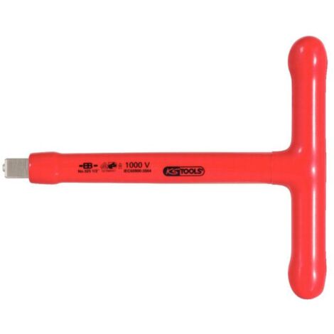 Clé carrée mâle 1/2" manche en T avec revêtement isolant et arrêt, 200 mm