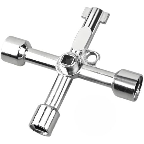 Clé croisée multifonction à 4 voies,Clé Carrée Universelle, Clé Triangulaire,Cle Triangle,Clé Universelle Multifonction 4 Voies,pour Boîtes Électriques, Gaz, Compteurs Électriques