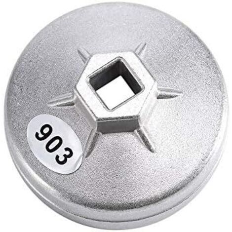 Clé de Filtre à Huile, Outil Démontage Douille Huile en Aluminium 74mm 14 Cannelures 903 Couleur Argent -