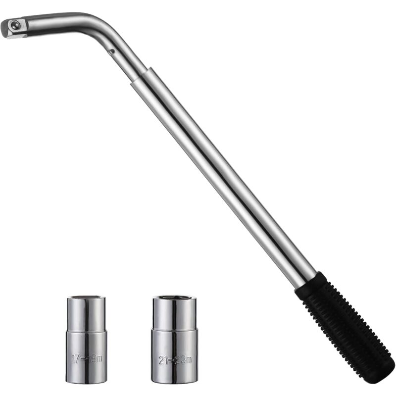 Clé Démonte-Roue Télescopique, Clé de Roue Extensible 17/19mm et 21/23mm Clé à Ergots TéLescopique pour la Réparation de Pneus de Caravane de Camion