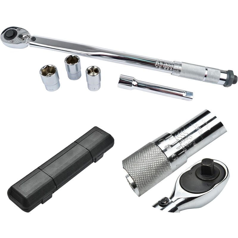 Clé dynamométrique 1/2 Clef rotative avec 3 embouts 17-19-21mm 28-210nm et boîte