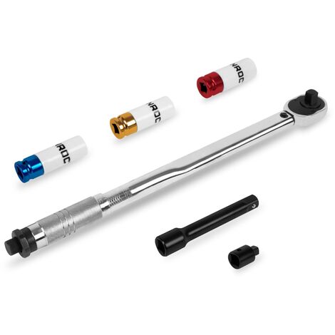 Clé dynamométrique ½’’ – 470mm - 28-210Nm- Set de 3 douilles, raccord et rallonge inclus