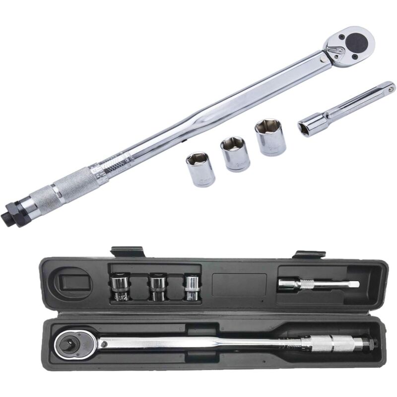 Hsha - Clé dynamométrique à cliquet 28-210Nm, Boulon de roue 1/2' Clé à écrou de roue incl. Douilles de boulon d'extension et de roue 17mm-19mm-21mm