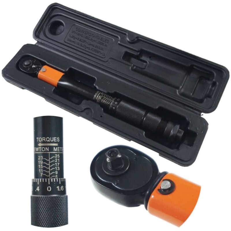 Cle dynamometrique a cliquet couple de serrage de 5 à 25 nm carre 1/4 (6.3mm)