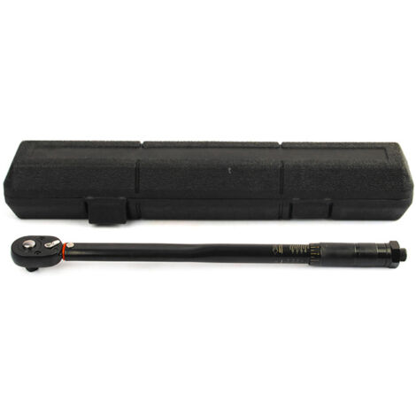 Clé dynamométrique en acier 3/8" (19-110 Nm) à dégagement rapide, avec cliquet bidirectionnel, idéale pour les réparations automobiles à domicile et en atelier. Livrée avec un coffret de rangement.