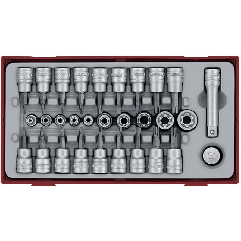 Jeu de douilles/embouts Tx- Tpx TT1 tray 1/4 3/8 TX- TPX 30 pièces Teng Tools TTTX30