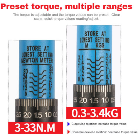 Clé dynamométrique réglable 1/4" (3-33 N.m) - Outil à main pour la réparation de vélos, motos et voitures