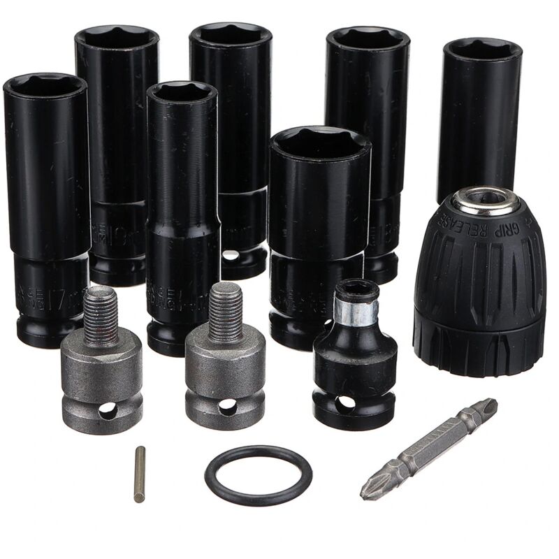 Alovez - Clé électrique 12 en 1 Kit de tête à douille hexagonale Adaptateur de clé électrique 6 manchons