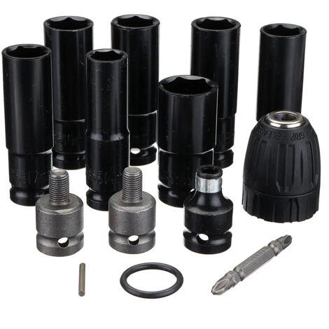Clé électrique 12 en 1 Kit de tête à douille hexagonale Adaptateur de clé électrique 6 manchons