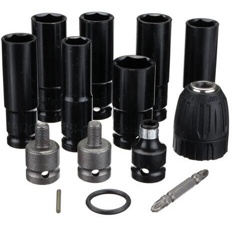 Clé électrique 12 en 1 Kit de tête à douille hexagonale Adaptateur de clé électrique 6 manchons