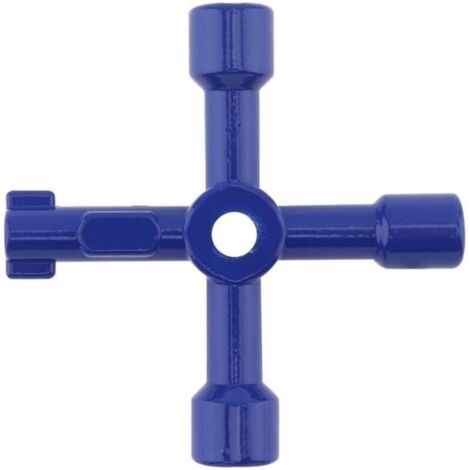 Clé en croix bleue à quatre voies, clé multifonction universelle, adaptée aux armoires électriques, trépieds, vannes et compteurs d'eau