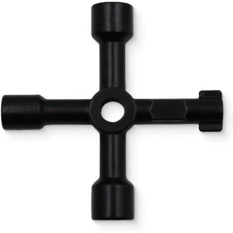 Clé en croix noire à quatre voies, clé multifonction universelle, adaptée aux armoires électriques, trépieds, vannes et compteurs d'eau