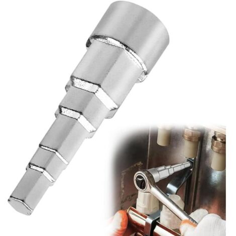 Clé étagée universelle pour radiateur, valve de radiateur, clé à douille, 5 niveaux, avec carré intérieur 1/2", extension de robinet, clé de chauffage, clé de chauffage pour cliquet, sanitaire