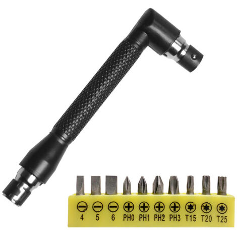 Clé hexagonale double de 6,35 mm (1/4 pouce) avec 10 embouts de tournevis à angles différents, ensemble d'outils manuels, idéal pour la maison et le garage - jaune