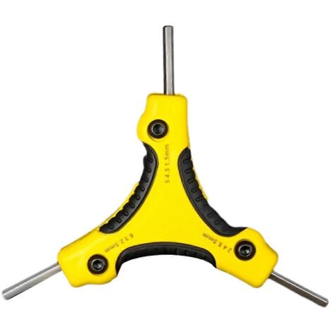Clé hexagonale pliante en forme d'étoile, outil de tournevis portable jaune--