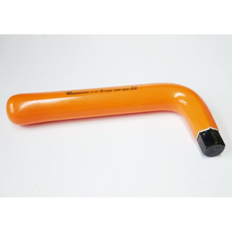 Clé male coudée 6 Pans 22mm isolée 1000V orange pour vis creuses poignée 220mm série courte DERANCOURT