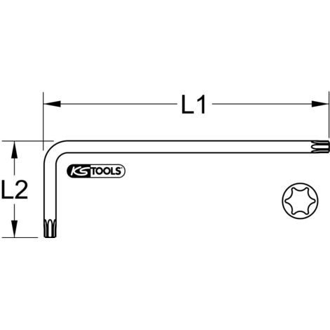 Clé mâle coudée Torx à embout sphérique, XL, T80, jaune
