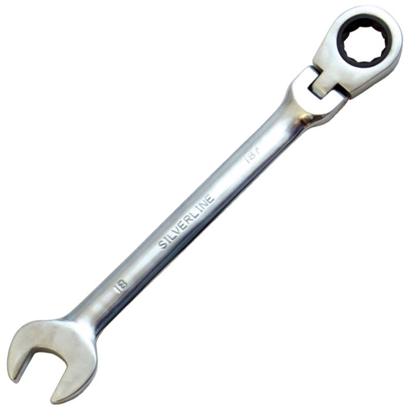 Silverline - clé mixte à cliquet à tête inclinable 18 mm 656621