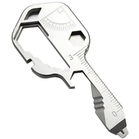 Clé Multifonction 24-en-1 Porte-clés – Tournevis, Embouts et Outils de Poche pour EDC (Argenté, sous sachet OPP, tête simple)