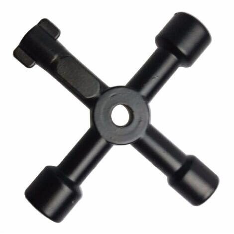Clé Multifonction 4 Voies - Triangle, Interrupteur de Robinet, Croix Universelle, Passe Partout - Pour Compteur Eau, Radiateurs, Compteurs Gaz, Ascenseurs, Coffret Electrique