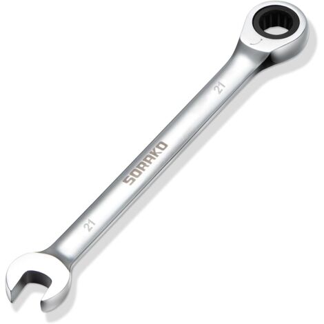 Clé Plate à Cliquet 21mm, Clés Mixtes à Cliquet, Outils de Réparation à Domicile, 72 Dents 5° Angle Reprise Clés Mixtes à Cliquet en Acier Chrome-vanadium