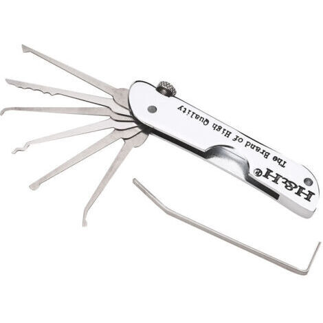 Clé pour cylindre et serrure,Ensemble De Crochetage De Serrure Pliable 7 En 1 Ensemble De Crochets De Verrouillage En Acier Inoxydable Avec Cle Kit 10.51.33.7 CM
