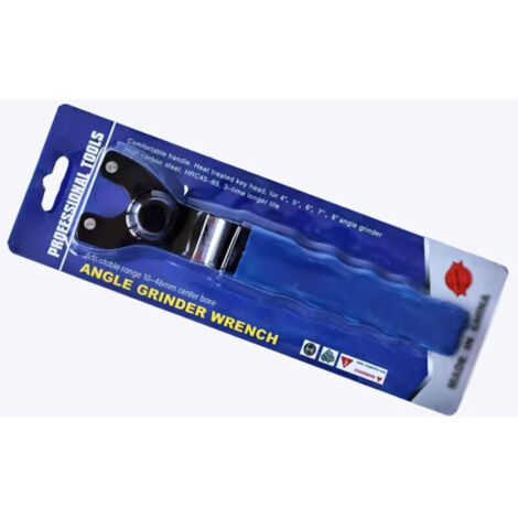 Clé pour meuleuse d'angle réglable, clé d'angle universelle pour meuleuse avec poignée antidérapante pour goupille de contre-écrou pour meuleuses Remplacer les disques (Bleu)