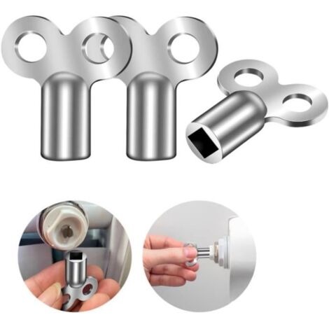 Clé Purge Radiateur,3xCle Purge à Carre Argent,Clé de Purge Universelle,Clé Radiateur Compact en Aluminium pour de Nombreux