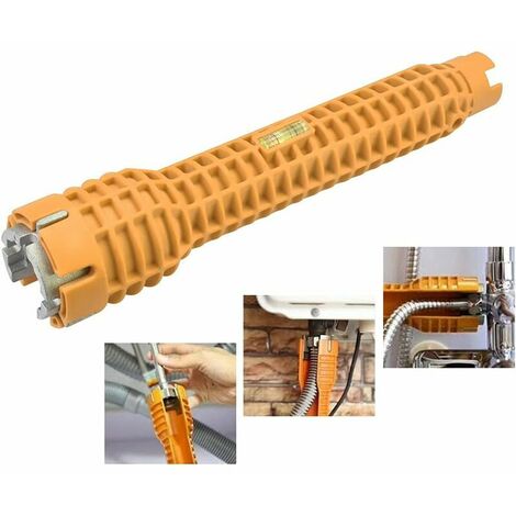 Clé Robinet en Nylon Renforcé et Alliage d'Aluminium Cle a Tube Mitig Multifonctionnel Clé de Lavabo Anti-dérapant Facile à Utiliser pour Maison Cuisine Salle de Bain Lavabo - Orange