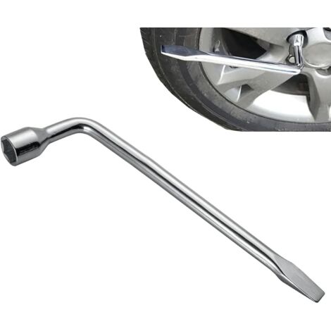 Clé Roue de Secours Type L, Fort Couple, 17mm Démonte Tête Plate, Multifonctionnel à Economiser des Efforts, Pour Réparation Voiture (Argent) -