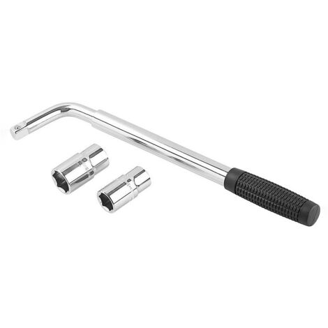 Clé télescopique pour écrous de roue – Acier chrome-vanadium – Longueur 380 à 530 mm – Douilles 17 et 19 mm incluses