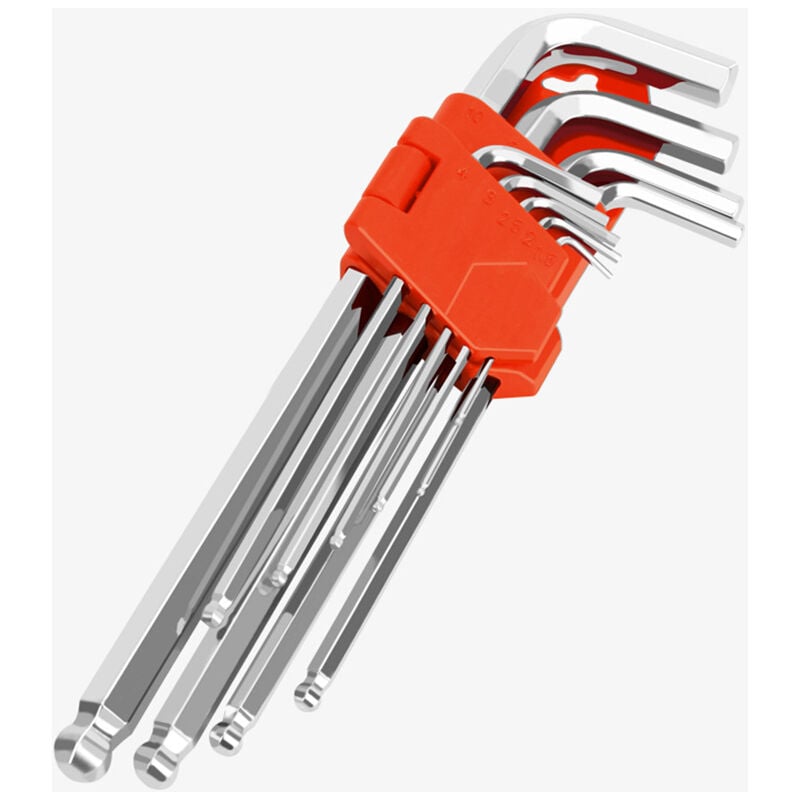 Clé Torx, Jeu de 9 Clé Hexagonale Clé Allen Manche Long Outil de Réparation de Couple de Torsion Etoile Inviolable avec Support de Rangement(T10-T50)