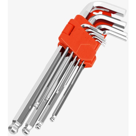 Clé Torx, Jeu de 9 Clé Hexagonale Clé Allen Manche Long Outil de Réparation de Couple de Torsion Etoile Inviolable avec Support de Rangement(T10-T50)