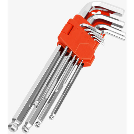 Clé Torx, Jeu de 9 Clés Hexagonales Clé Allen à Long Manche Inviolable Star Torque Torque Outil de Réparation avec Support de Stockage (T10-T50)