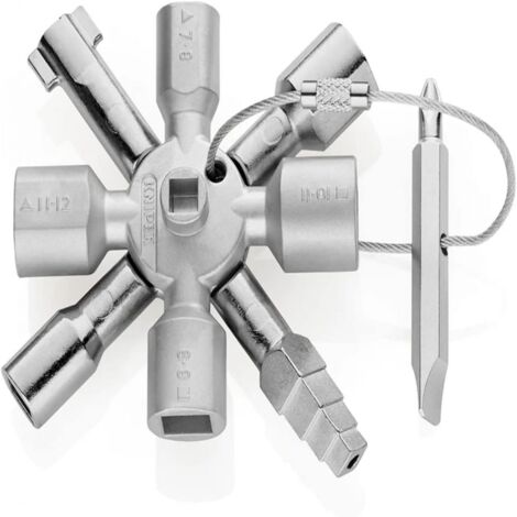 Clé Universelle À 4 Voies - Acier Haut Carbone - Compatible 6 Systèmes De Verrouillage - Pour Armoires De Commande - 1 Pièce