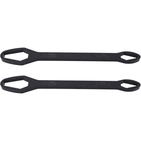 Clé universelle auto-serrante 260mm en acier allié, double extrémité multifonction pour entretien (2 pièces) - Noir
