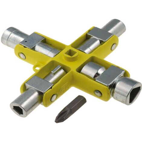 Cle universelle en croix - 9 en 1 - compatible avec systemes standards de fermeture