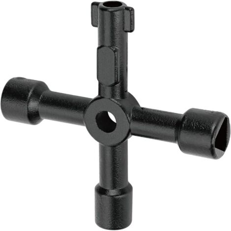 Clé universelle pour armoire électrique, clé utilitaire en croix multifonction pour plombier, électricien (noir)