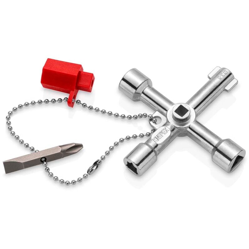 Knipex - 00 11 03 Clé universelle pour armoires de commande pour toutes les armoires et systèmes de fermeture standard 76 mm