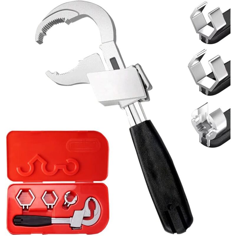 Jusch - Clé universelle réglable à double extrémité - Clé à molette multifonction pour la réparation des conduites d'eau sanitaire