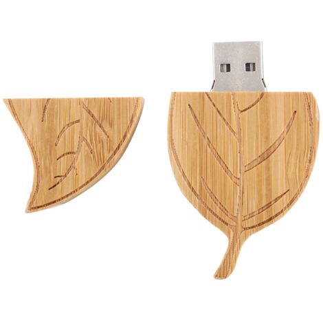 Clé USB 2.0 en Bois Feuille 16 Go - Mémoire Flash Compatible PC et USB 1.1