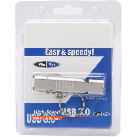 Clé USB 3.0 16GB compacte et anti-choc avec sifflet intégré, design élégant et portable.
