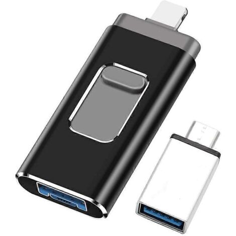 Clé USB 3.0, 4 en 1, 64 Go pour Micro-USB/Android/iOS/Type C/OTG