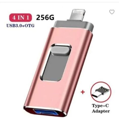 Clé USB 3.0 - Non spécifié - 256 Go - Compatible iOS et Android - 4 en 1 - Mémoire Flash
