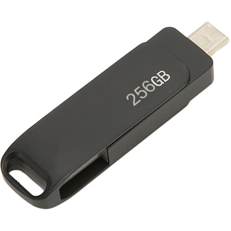 Clé USB 3.0 Type C Double Métal Rotatif 256Go Noir - Stockage Photos Tablettes Portable