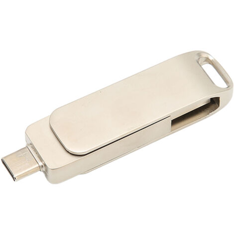 Clé USB 3.0 Type-C rotative en métal 64 Go, double connectique pour tablette et stockage photos, argentée